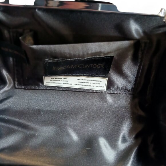 Jessica McClintock Platinum Black Mesh Beaded  Formal Evening Clutch Crossbody - Picture 5 of 10